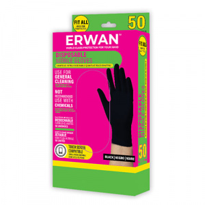 ERWAN™ Nitrile Premium Protection Examination Gloves, 50 Pieces, Black